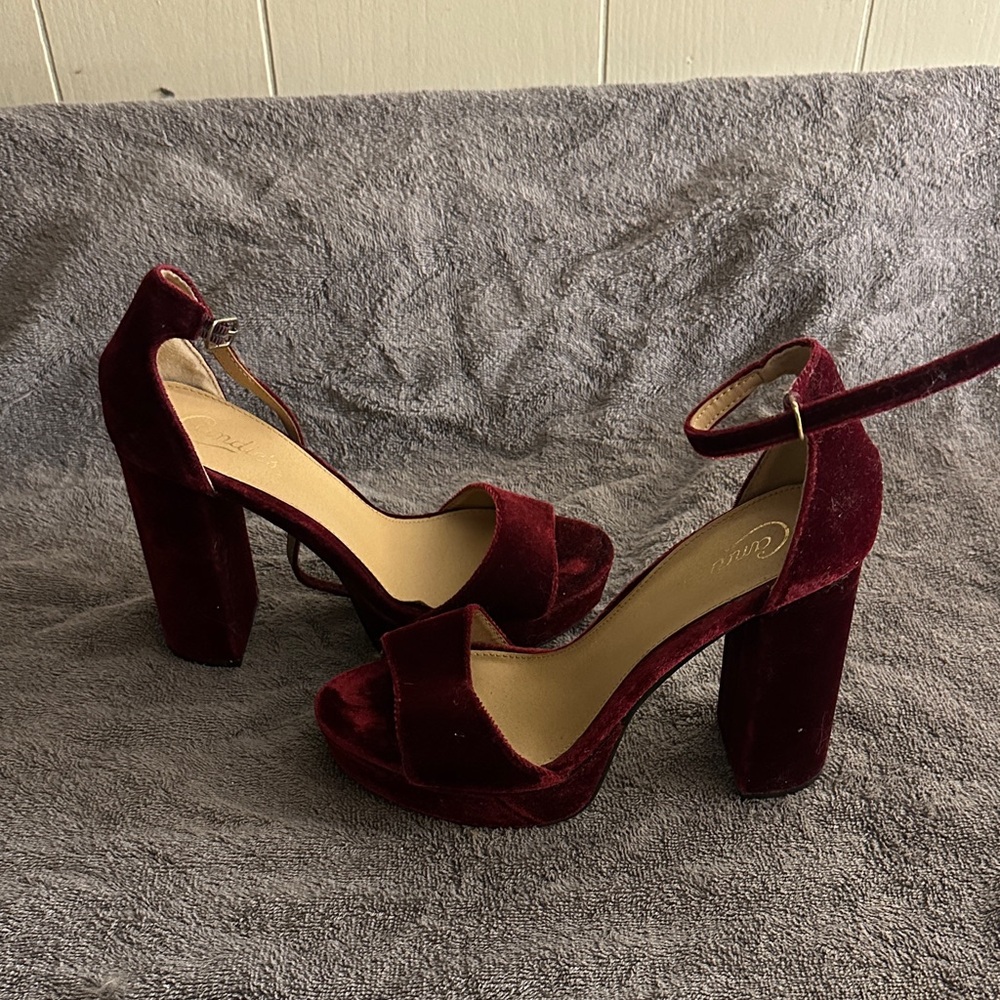 Elegant Burgundy Velvet Platform Heels